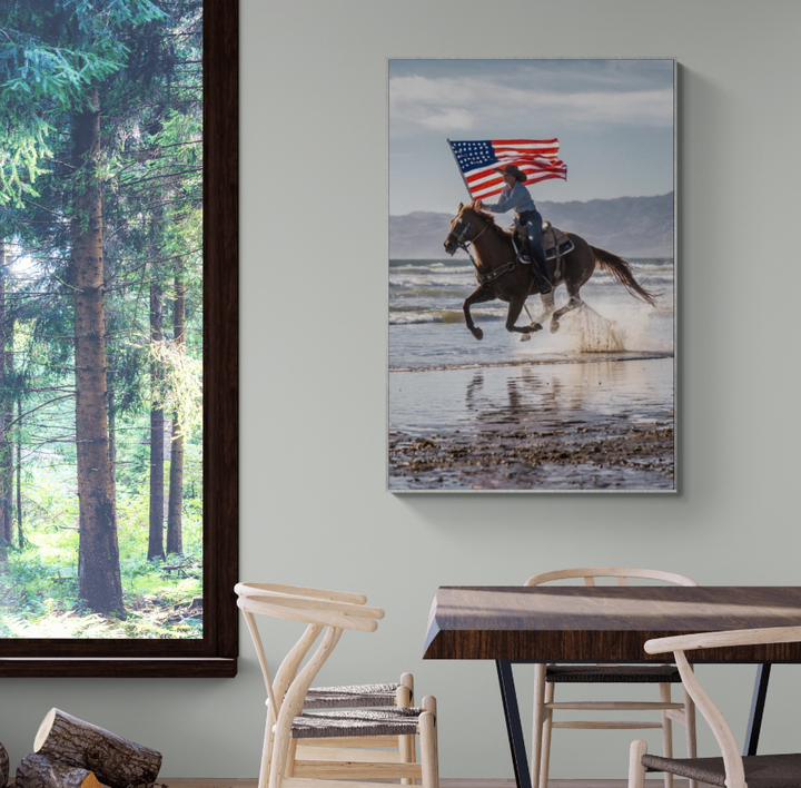 Horse & Rider with American Flag